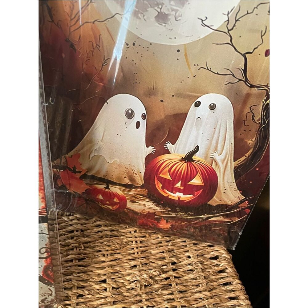 Vintage Halloween Witch & Cat & Ghosts Metal Sign - Black, Orange, White 8.5x12 - Picture 6 of 12